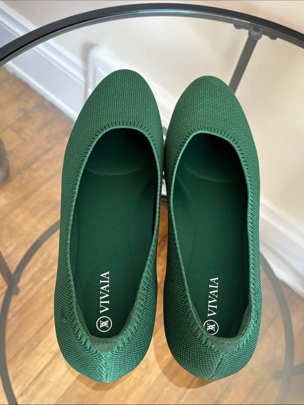 Women's Green Knit Ballet Flats - Picture 5 of 10